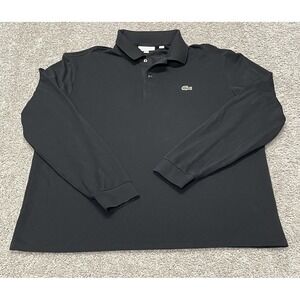 Lacoste Mens Long Sleeve Classic Fit Cotton Polo Shirt Croc Logo Black 2XL L1312
